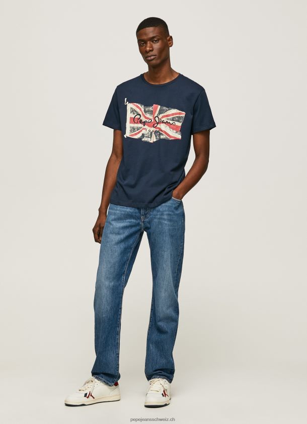 Flaggen-Logo n T-Shirt mit wehender Flagge Männer Pepe Jeans dulwich 84XH6T935