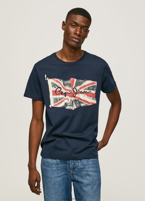 Flaggen-Logo n T-Shirt mit wehender Flagge Männer Pepe Jeans dulwich 84XH6T935