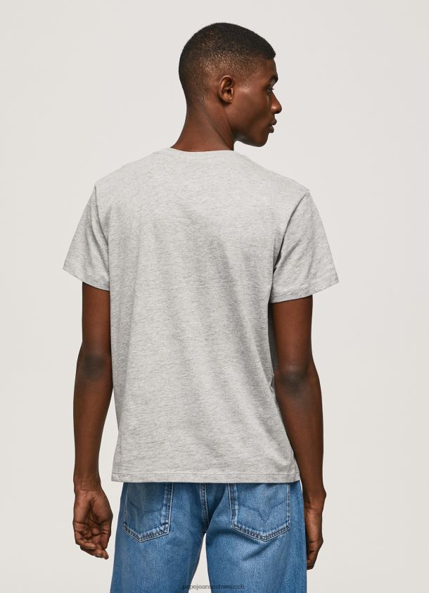Flaggen-Logo n T-Shirt mit wehender Flagge Männer Pepe Jeans grau meliert 84XH6T936