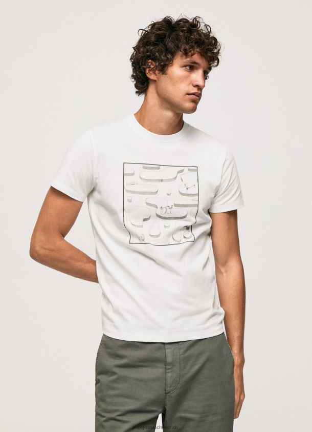 Grafik-T-Shirt aus Baumwolle Männer Pepe Jeans Weiss 84XH6T940