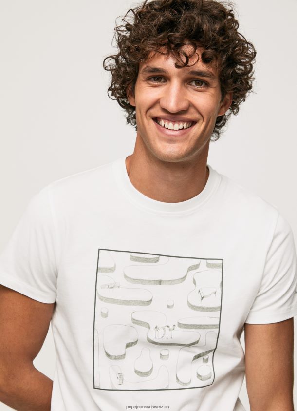 Grafik-T-Shirt aus Baumwolle Männer Pepe Jeans Weiss 84XH6T940