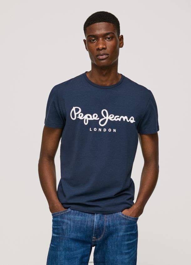 Kurzarm-T-Shirt aus Baumwolle Männer Pepe Jeans Marine 84XH6T1005