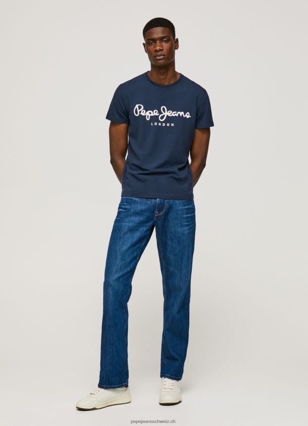 Kurzarm-T-Shirt aus Baumwolle Männer Pepe Jeans Marine 84XH6T1005