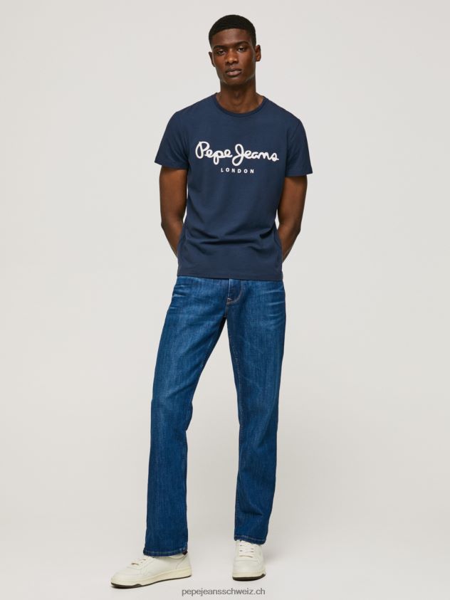 Kurzarm-T-Shirt aus Baumwolle Männer Pepe Jeans Marine 84XH6T1005