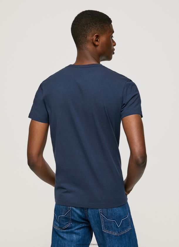Kurzarm-T-Shirt aus Baumwolle Männer Pepe Jeans Marine 84XH6T1005