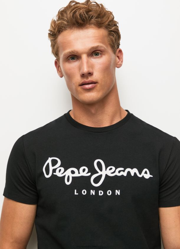 Kurzarm-T-Shirt aus Baumwolle Männer Pepe Jeans Schwarz 84XH6T1003