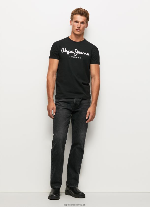 Kurzarm-T-Shirt aus Baumwolle Männer Pepe Jeans Schwarz 84XH6T1003