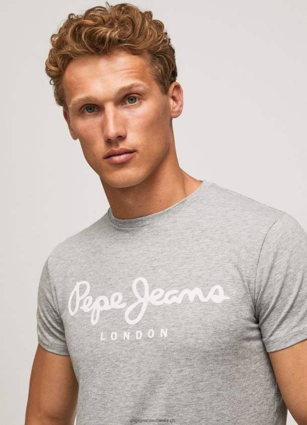Kurzarm-T-Shirt aus Baumwolle Männer Pepe Jeans grau meliert 84XH6T1004