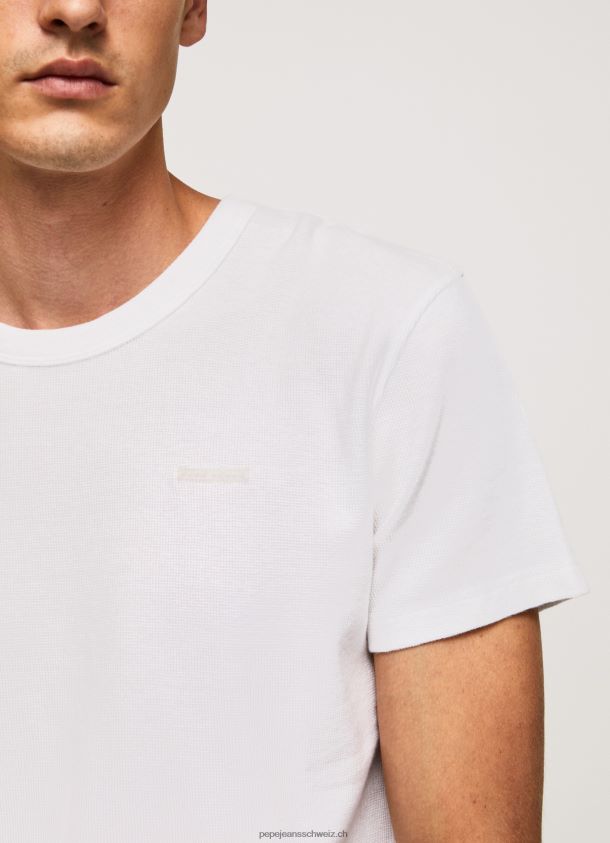 T-Shirt aus Baumwolle in Waffelstrick Männer Pepe Jeans Weiss 84XH6T960