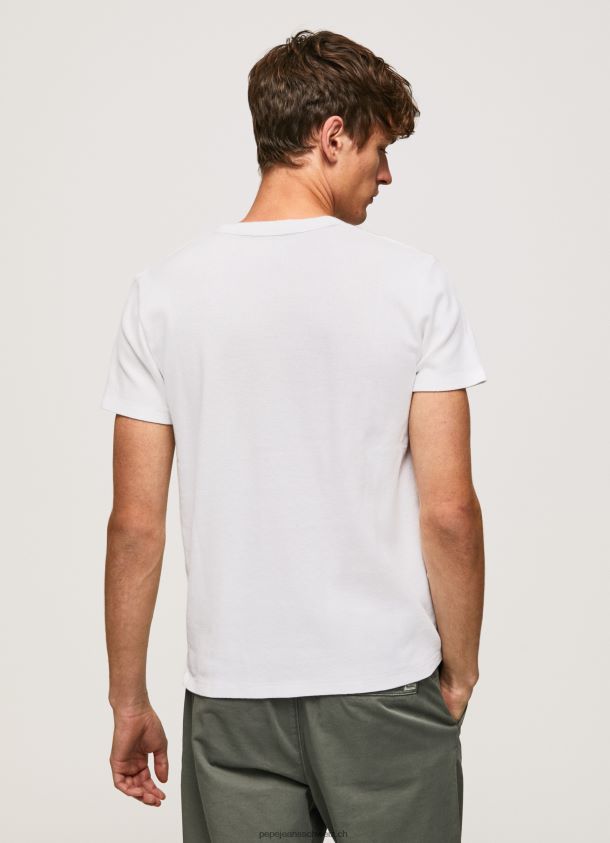 T-Shirt aus Baumwolle in Waffelstrick Männer Pepe Jeans Weiss 84XH6T960