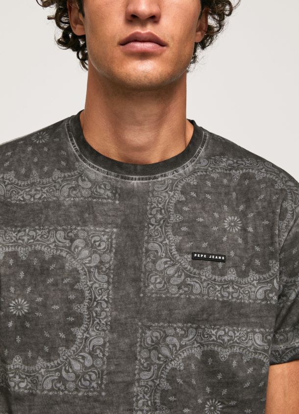 T-Shirt aus Baumwolle mit Bandana-Print Männer Pepe Jeans schwarz gewaschen 84XH6T937