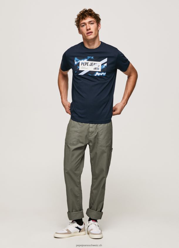 T-Shirt aus Baumwolle mit Flaggen-Print Männer Pepe Jeans dulwich 84XH6T956