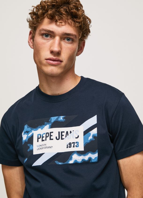 T-Shirt aus Baumwolle mit Flaggen-Print Männer Pepe Jeans dulwich 84XH6T956
