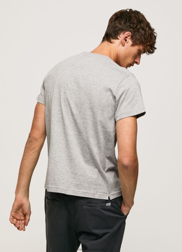 T-Shirt aus Baumwolle mit Flaggen-Print Männer Pepe Jeans grau meliert 84XH6T957