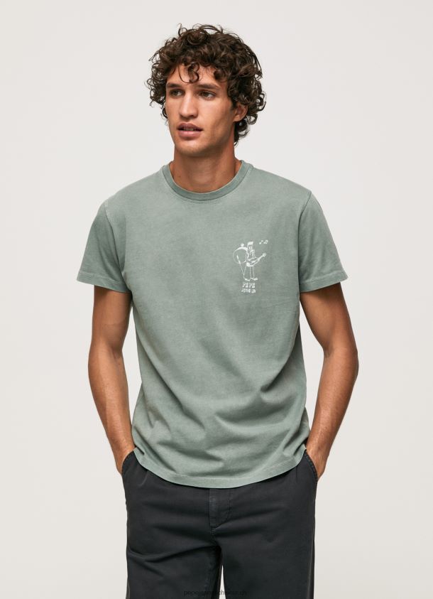 T-Shirt aus gewaschener und gefärbter Baumwolle Männer Pepe Jeans Gießen 84XH6T925