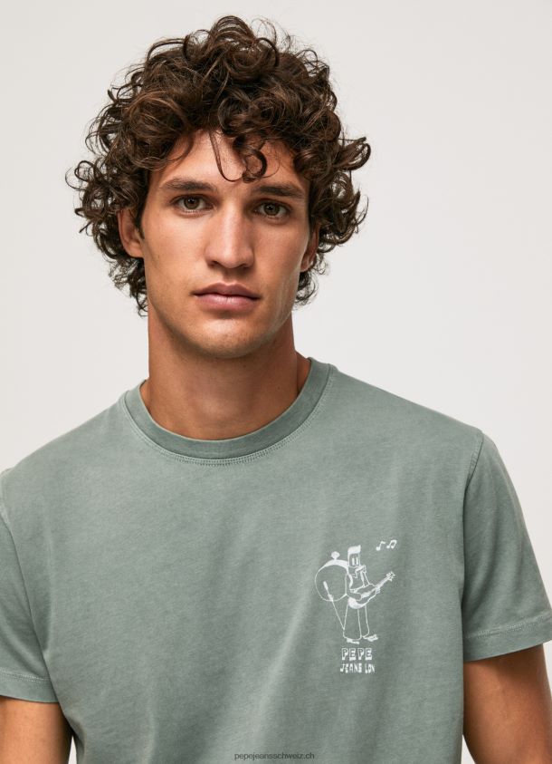 T-Shirt aus gewaschener und gefärbter Baumwolle Männer Pepe Jeans Gießen 84XH6T925