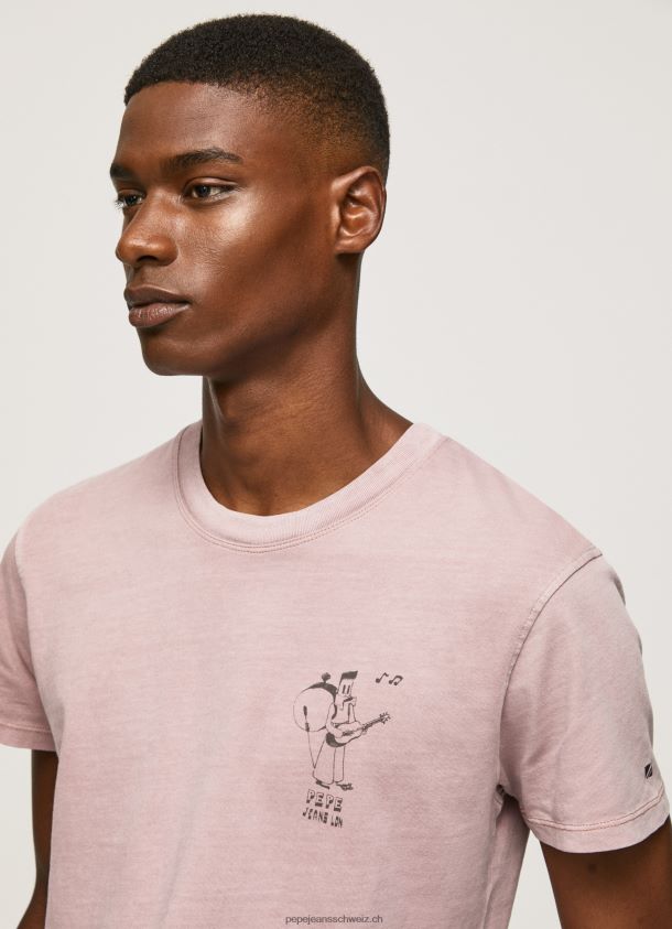 T-Shirt aus gewaschener und gefärbter Baumwolle Männer Pepe Jeans Rosa bleichen 84XH6T928