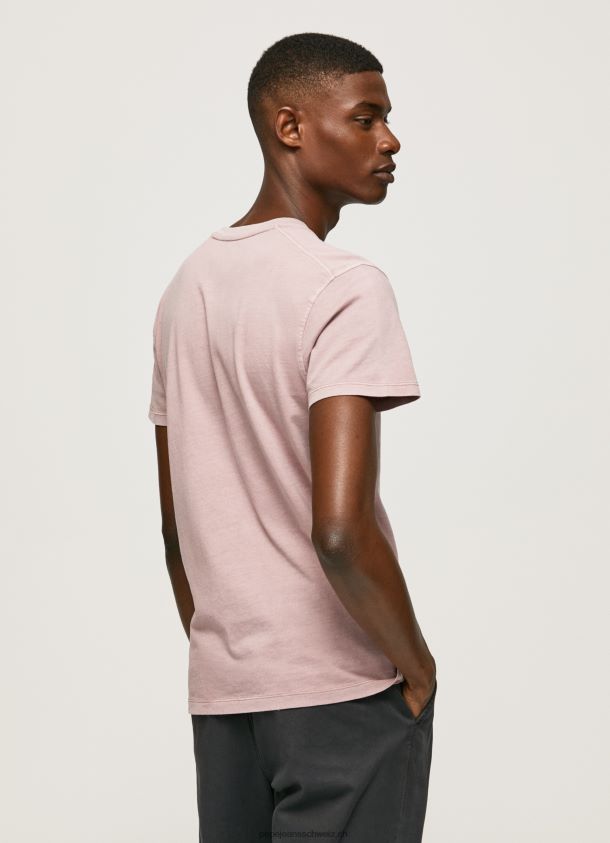 T-Shirt aus gewaschener und gefärbter Baumwolle Männer Pepe Jeans Rosa bleichen 84XH6T928
