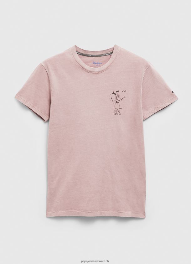 T-Shirt aus gewaschener und gefärbter Baumwolle Männer Pepe Jeans Rosa bleichen 84XH6T928