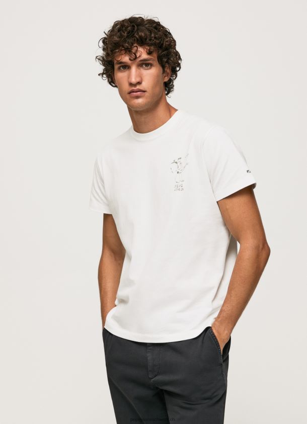 T-Shirt aus gewaschener und gefärbter Baumwolle Männer Pepe Jeans Weiss 84XH6T942
