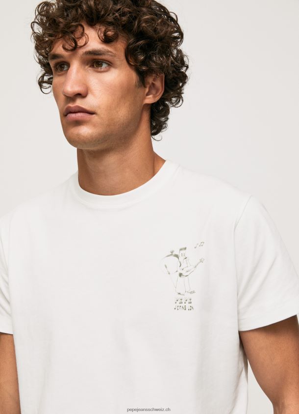 T-Shirt aus gewaschener und gefärbter Baumwolle Männer Pepe Jeans Weiss 84XH6T942