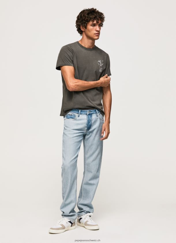 T-Shirt aus gewaschener und gefärbter Baumwolle Männer Pepe Jeans schwarz gewaschen 84XH6T941
