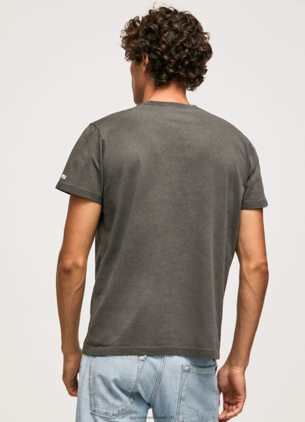 T-Shirt aus gewaschener und gefärbter Baumwolle Männer Pepe Jeans schwarz gewaschen 84XH6T941