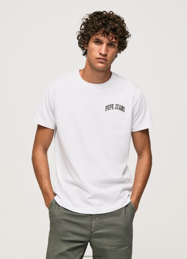 T-Shirt aus hochdichter Baumwolle mit Logo Männer Pepe Jeans Weiss 84XH6T919
