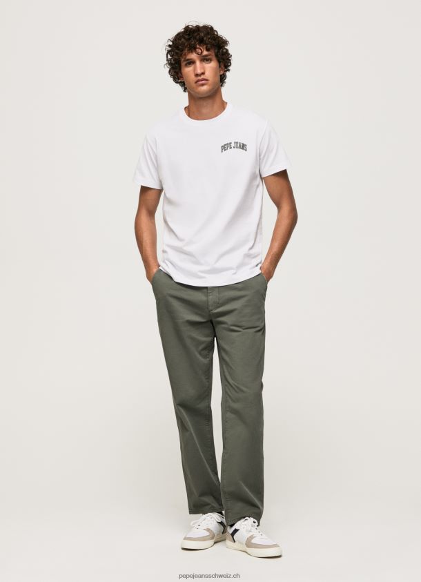 T-Shirt aus hochdichter Baumwolle mit Logo Männer Pepe Jeans Weiss 84XH6T919