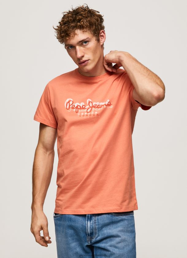 T-Shirt mit Logo-Print Männer Pepe Jeans Kürbis orange 84XH6T991