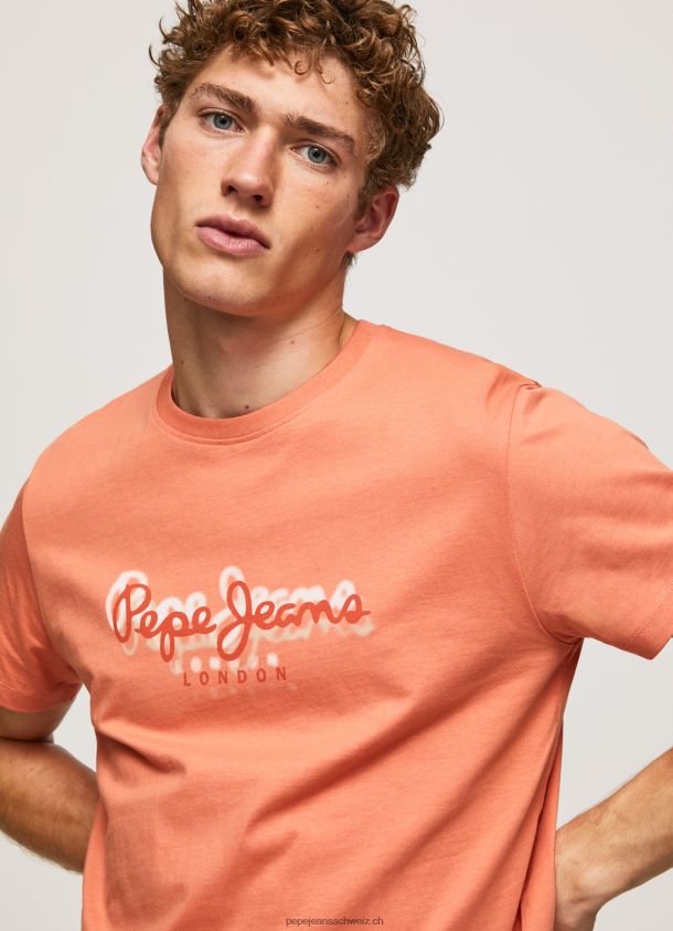 T-Shirt mit Logo-Print Männer Pepe Jeans Kürbis orange 84XH6T991