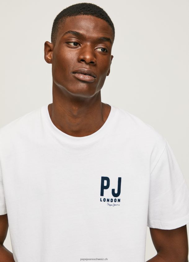 T-Shirt mit Logo-Print Männer Pepe Jeans Weiss 84XH6T953