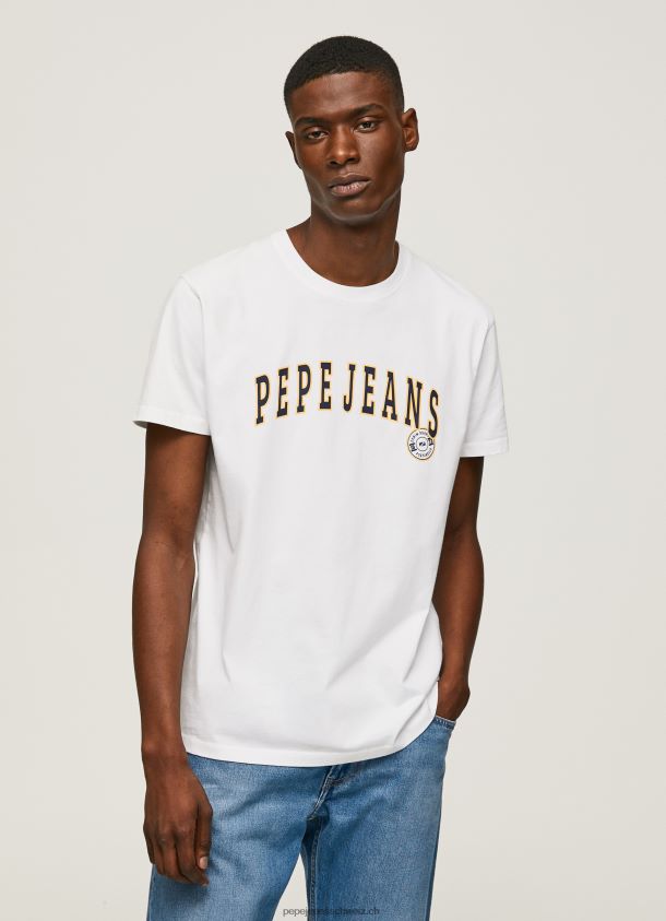 T-Shirt mit Logo-Print Männer Pepe Jeans Weiss 84XH6T970