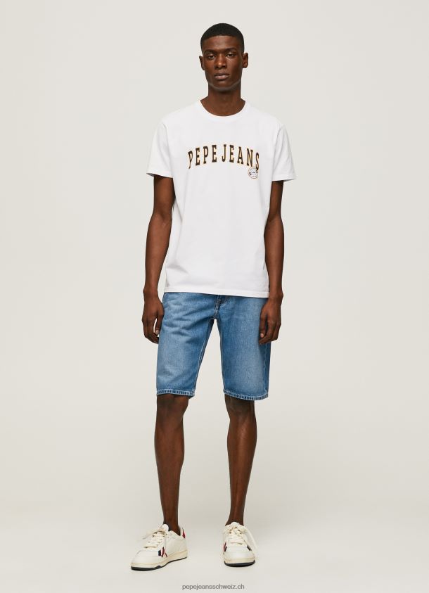 T-Shirt mit Logo-Print Männer Pepe Jeans Weiss 84XH6T970