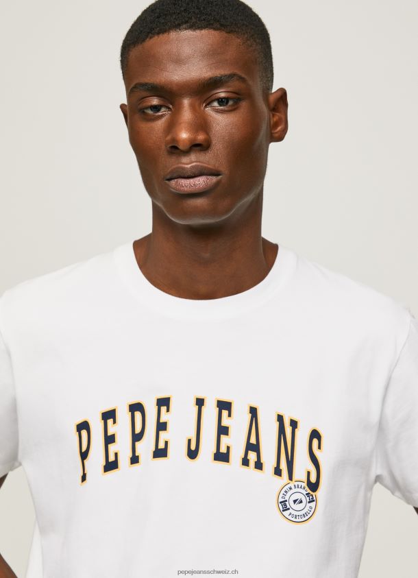 T-Shirt mit Logo-Print Männer Pepe Jeans Weiss 84XH6T970