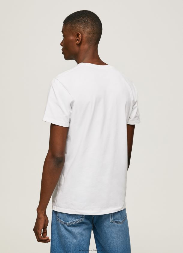 T-Shirt mit Logo-Print Männer Pepe Jeans Weiss 84XH6T970