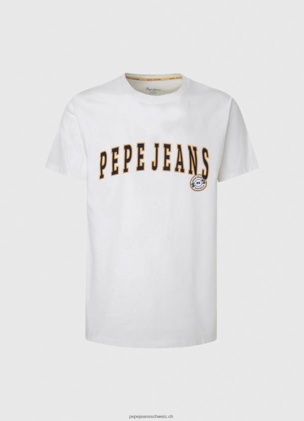 T-Shirt mit Logo-Print Männer Pepe Jeans Weiss 84XH6T970