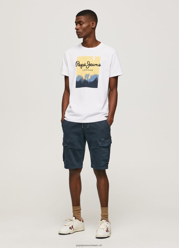 T-Shirt mit Logo-Print Männer Pepe Jeans Weiss 84XH6T974