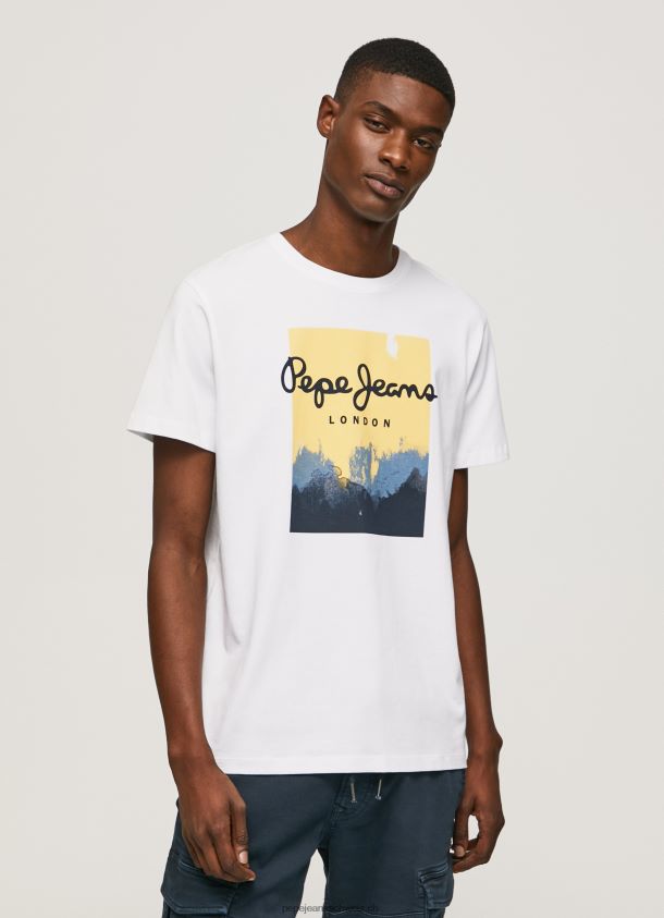 T-Shirt mit Logo-Print Männer Pepe Jeans Weiss 84XH6T974