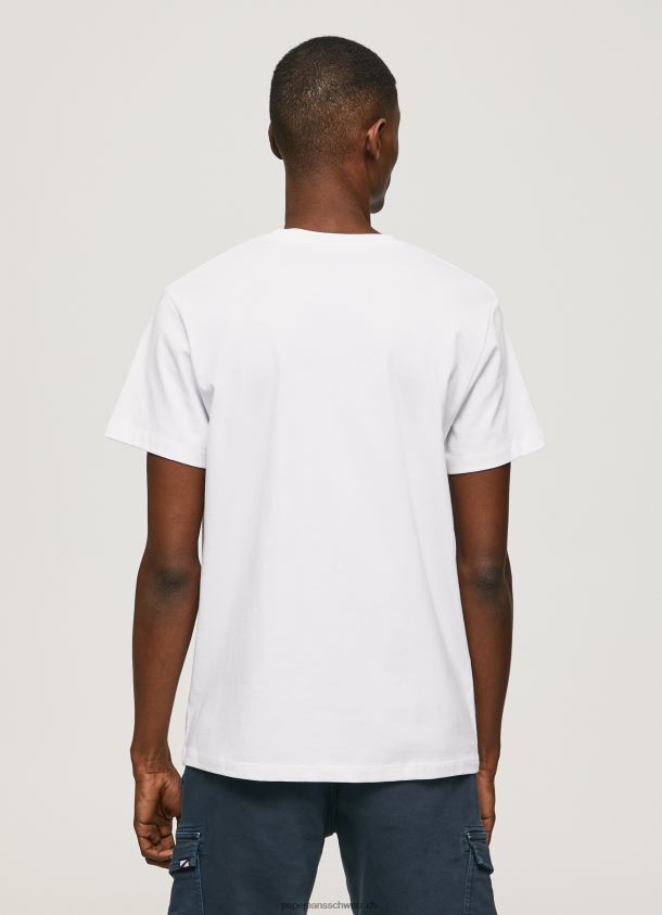 T-Shirt mit Logo-Print Männer Pepe Jeans Weiss 84XH6T974