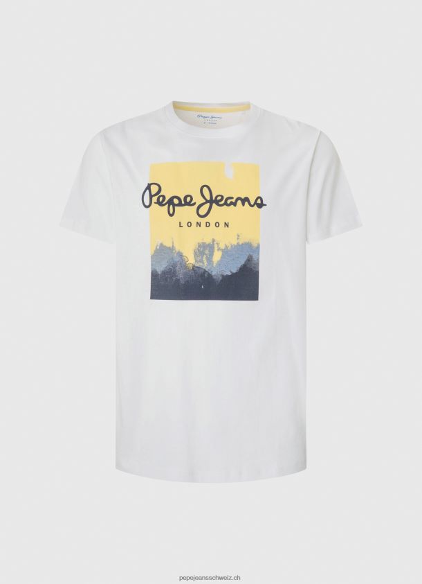 T-Shirt mit Logo-Print Männer Pepe Jeans Weiss 84XH6T974