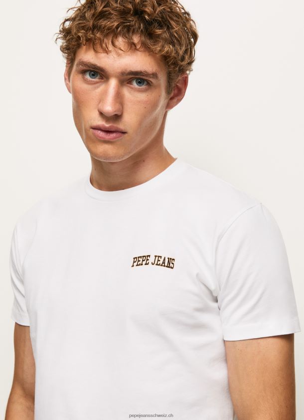 T-Shirt mit Logo-Print Männer Pepe Jeans Weiss 84XH6T978