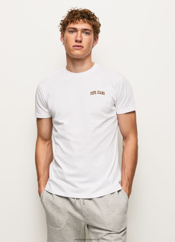 T-Shirt mit Logo-Print Männer Pepe Jeans Weiss 84XH6T978