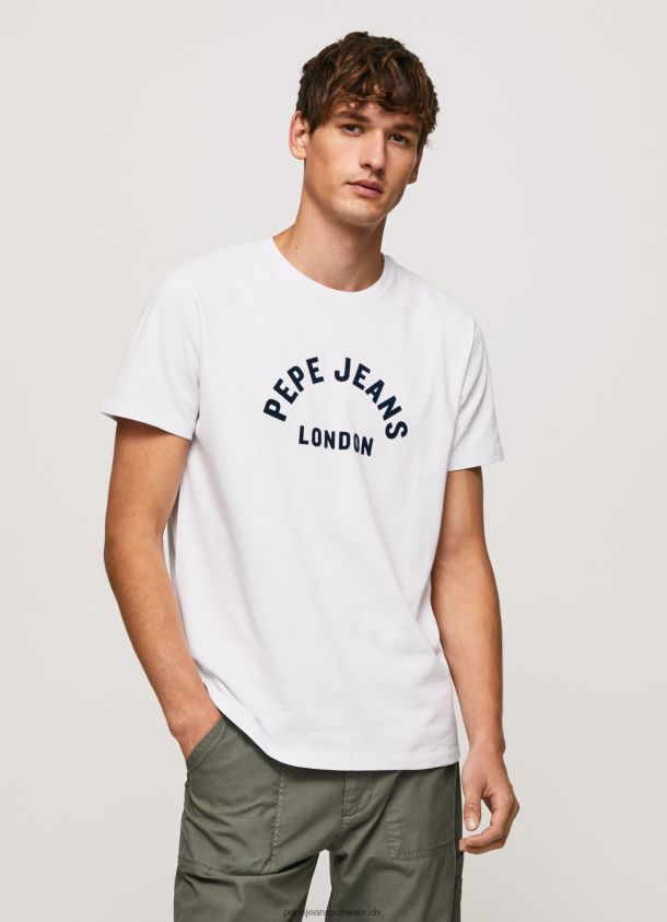 T-Shirt mit Logo-Print Männer Pepe Jeans Weiss 84XH6T982