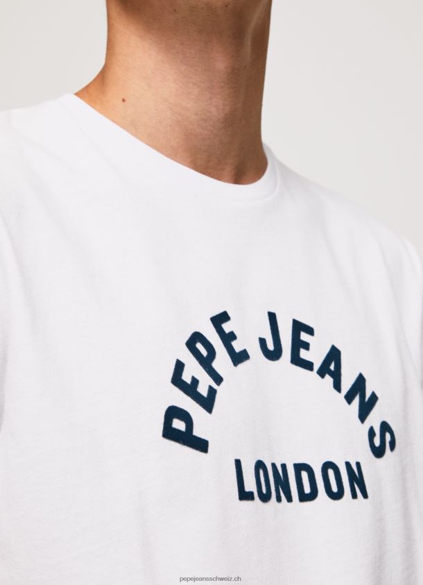 T-Shirt mit Logo-Print Männer Pepe Jeans Weiss 84XH6T982