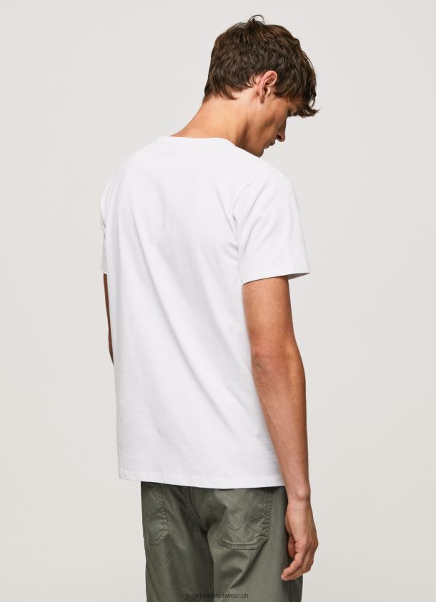 T-Shirt mit Logo-Print Männer Pepe Jeans Weiss 84XH6T982