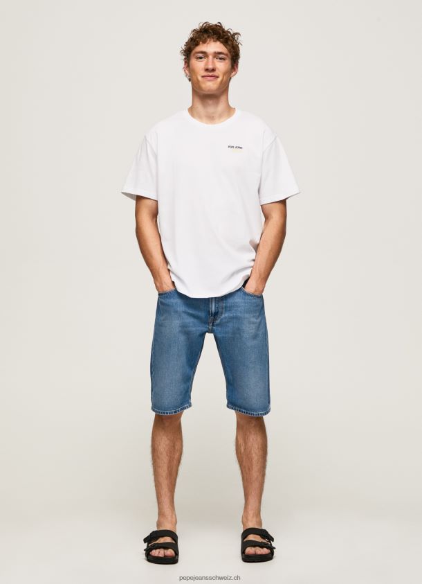 T-Shirt mit Logo-Print Männer Pepe Jeans Weiss 84XH6T997