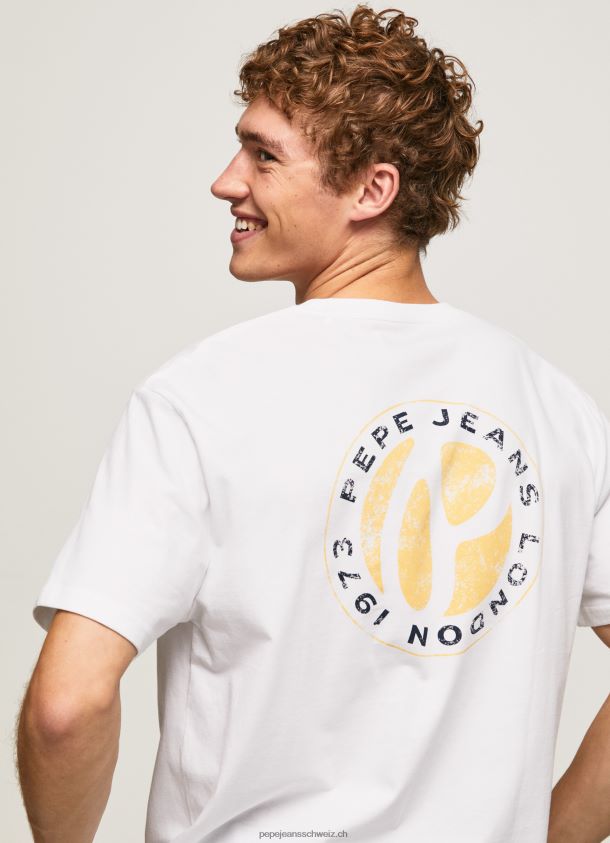 T-Shirt mit Logo-Print Männer Pepe Jeans Weiss 84XH6T997