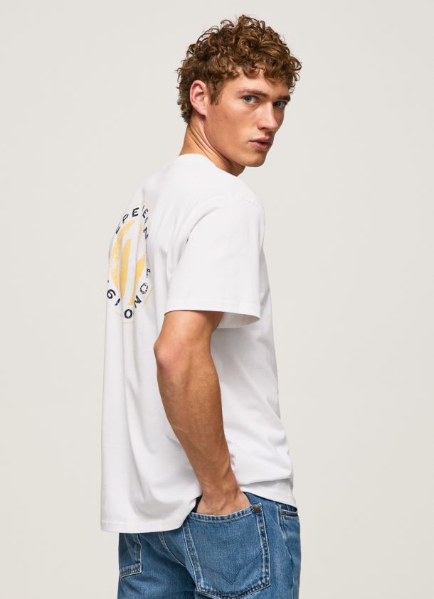 T-Shirt mit Logo-Print Männer Pepe Jeans Weiss 84XH6T997