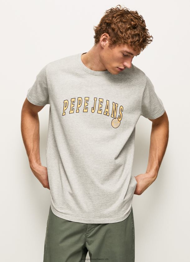 T-Shirt mit Logo-Print Männer Pepe Jeans hellgrau meliert 84XH6T971
